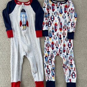 🚀  Rocket-ship boys 2t footless feet-less pajamas summer toddler zipper